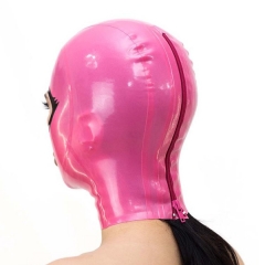 Latex Hood Open Beautiful Eyes and Mouth Back Zipper Rubber Mask Club Wear Costume