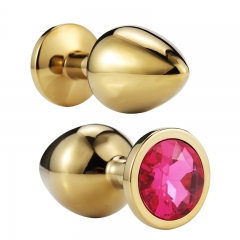 Golden Butt Plug Anal Sex toys with Jewel Golden Small Medium Large Adult Products