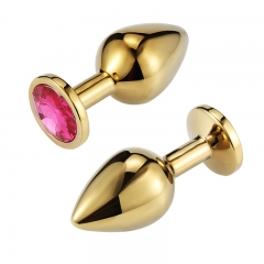 Golden Butt Plug Anal Sex toys with Jewel Golden Small Medium Large Adult Products