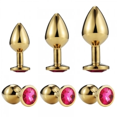 Golden Butt Plug Anal Sex toys with Jewel Golden Small Medium Large Adult Products