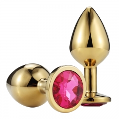 Golden Butt Plug Anal Sex toys with Jewel Golden Small Medium Large Adult Products