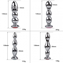 139*35mm 217g 12 color for choose Large size silver metal butt plug steel anal ball sex toy