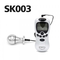 Electric shock orgasmic masturbator torture device metal anal plug