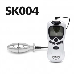 Electric shock orgasmic masturbator torture device metal anal plug