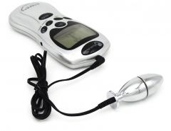 Electric shock orgasmic masturbator torture device metal anal plug