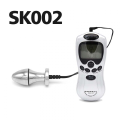 Electric shock orgasmic masturbator torture device metal anal plug