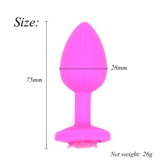 Small silicone with gold pink rose back anal plug