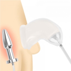 Enema to clean anal plugs and penile restraints