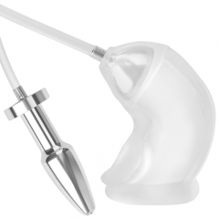 Enema to clean anal plugs and penile restraints