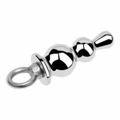 Anal stopper with metal pulling ring and holding ring